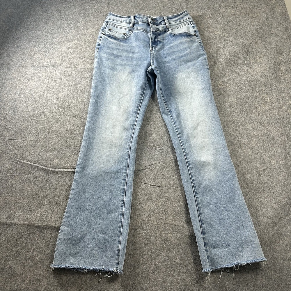 Mica Jeans Womens 26 Light Wash Denim Bootcut Raw Hem Stretch